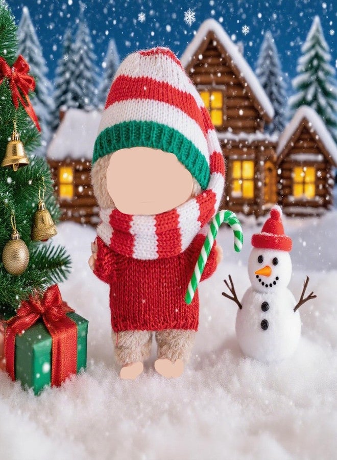 SHUOXUKE Doll Clothes for 17cm /15cm Set ,Hat and Christmas Outfits for Doll Clothes 2-Piece Accessories Adorable Handcrafted Crochet Ropa Hat-Scarf & Sweaters,Red - Image 2